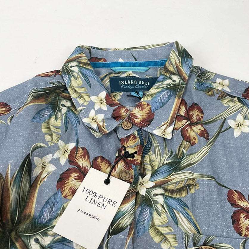 Hawaii Men's Woven Shirts - 100% Linen - Dahlia Islandhaze