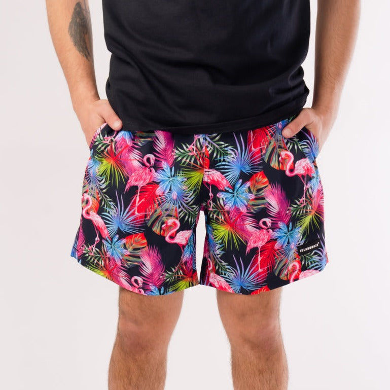 Men's Flamingo Swim Trunks Neon Swim Shorts