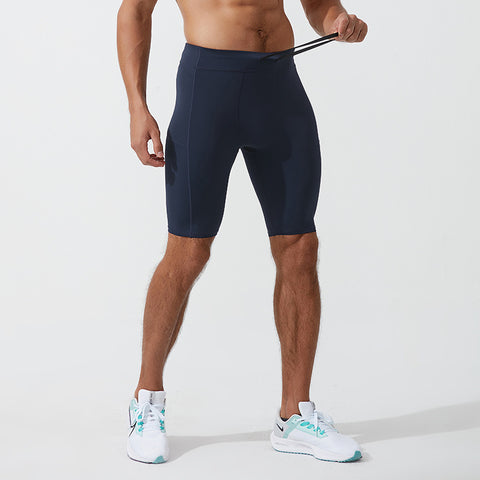 Men's 9inch high elastic compression gym leggings sports shorts
