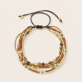 Boho Multi Strand Gemstone Seed Bead Cord Bracelet