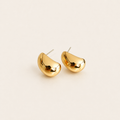 Chunky Gold Teardrop Bean Huggie Stud Earrings