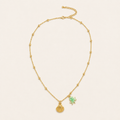 14K Seashell & Mint Octopus Charm Satellite Necklace