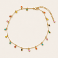 Boho Rainbow Bead Drop Gold Tube Chain Necklace