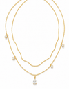 Dainty Gold Layered Necklace Cubic Zirconia Drop Pendant