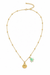 14K Seashell & Mint Octopus Charm Satellite Necklace