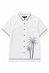 Men's Linen Cotton Coastal Short Sleeve Embroidered Shirt - LSLE PALMS