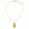 18K Gold CZ Celestial Sunburst Celestial Moon Tag Necklace