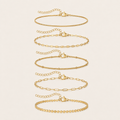5Pcs Gold Layered Chain Bracelet Set Dainty Paperclip