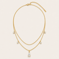 Dainty Gold Layered Necklace Cubic Zirconia Drop Pendant