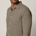 Long Sleeve Cotton Gauze Men’s Top - Lightweight Resort Wear-QUENESKA