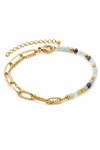 Natural Stone & Paperclip Chain Half Hybrid Bracelet
