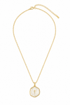 Hexagon Coastal Cross Necklace Goldtone Marine Enamel Chain