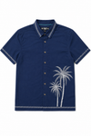 Men's Linen Cotton Coastal Short Sleeve Embroidered Shirt - LSLE PALMS