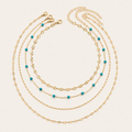 4Pcs Layered Turquoise Bead Chain Necklace Set