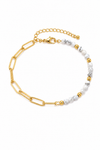 Natural Stone & Paperclip Chain Half Hybrid Bracelet