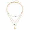 Boho Layered Starfish & Shell Pendant Choker Necklace