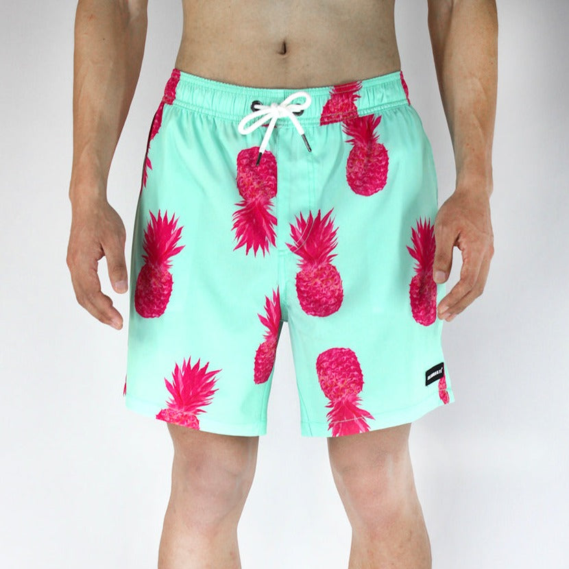 Men's 6'' Stretch Printed Volley Pineapple Swim Trunks-PINA COLADA Islandhaze