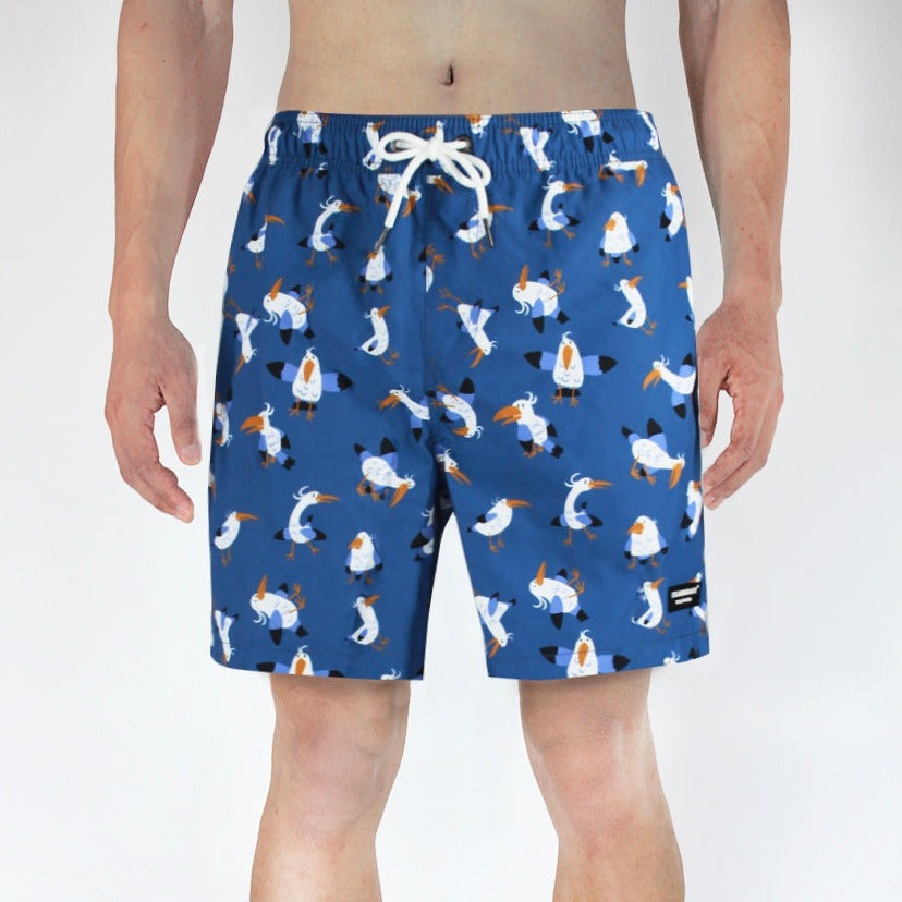 Men's 6'' Volley Blue Swim Shorts-Hot Gulls Islandhaze