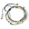 Boho Multi Strand Gemstone Seed Bead Cord Bracelet