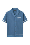 Men's Textured Knit S/S Open-Weave Cardigan Shirt