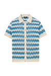 Men's Vintage Crochet Knit Chevron Resort Shirt