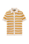 Men's Vintage Crochet Knit Chevron Resort Shirt