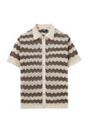 Men's Vintage Crochet Knit Chevron Resort Shirt