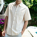 Coastal Embroidered Eyelet Stripe Short Sleeve Shirt
