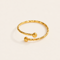 Adjustable Gold Hammered Ball Bypass Ring US 9