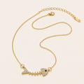 18K Gold Stainless Steel Pave Fishbone Necklace