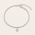 Silver Popcorn Chain Solitaire CZ Bracelet