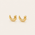 18K Gold Stainless Steel Crescent Moon CZ Studs