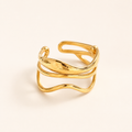Adjustable Gold Multi-Band Wavy Ring US Size 9