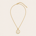 Hexagon Coastal Cross Necklace Goldtone Marine Enamel Chain