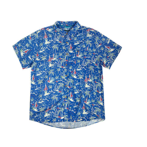 Hawaiian Men's 100% Linen Shirts - Sailboat