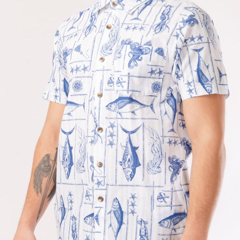 Men's Beach Shirt Fishball Short Sleeve Shirt