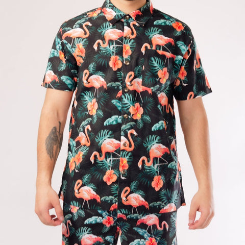 Flamingo Hawaiian Shirt Mingomix Short Sleeve Shirt