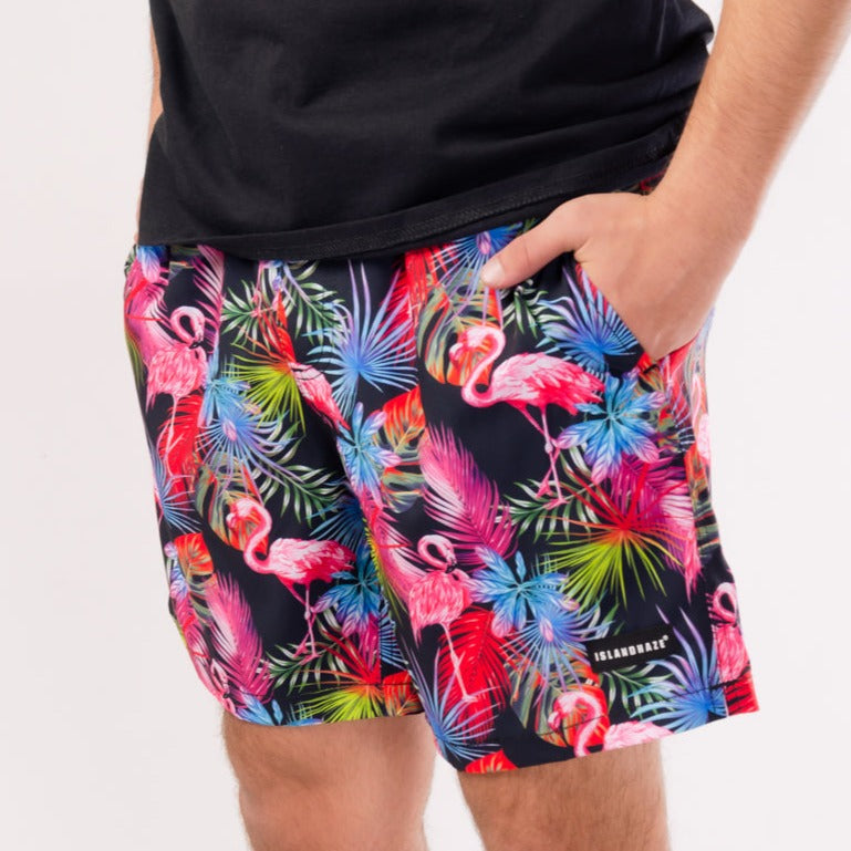 Men's Flamingo Swim Trunks Neon Swim Shorts