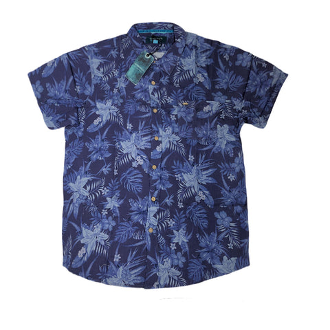 Hawaiian Shirt Blue Tropical Flower Shirt